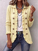 Edwina | Buttercream Ribbed Knit Ruffle Jacket